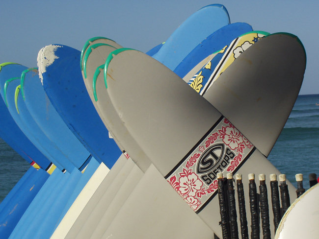 Hawaii Surfboards on Wakiki beach Honolulu Oahu Island Hawaii Surfboards