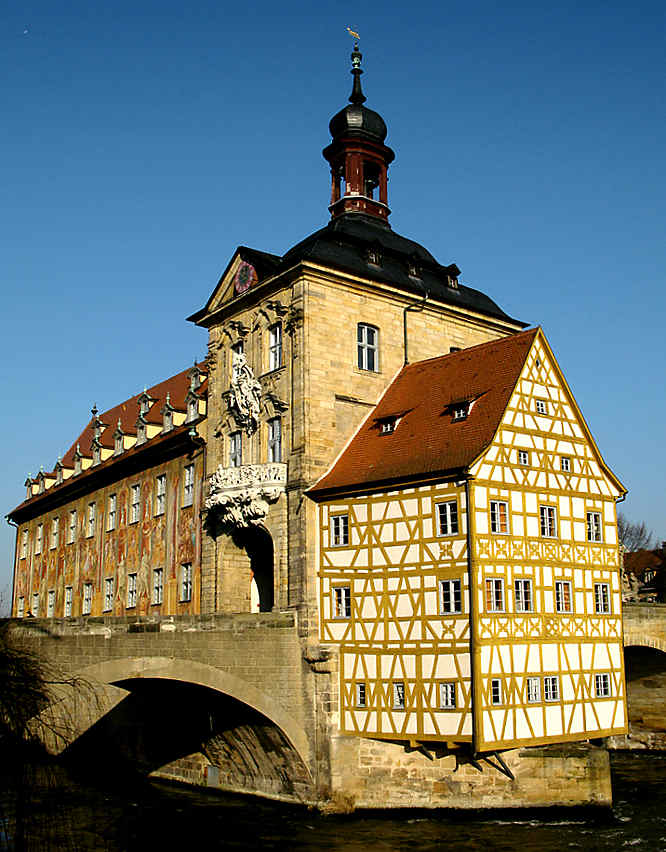 In the centre of the city near the christmas market is the Bbamberg Alte Rathaus Bamberg old town hall