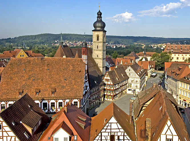 Forchheim half timbered buildings make a charming setting for the Christmas Market Forchheim Christmas Market