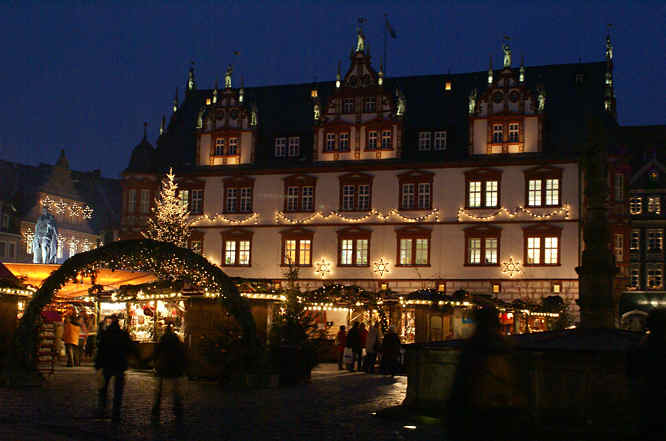 The Craft stalls in the city main square form the centre of the Coburg Christmas Market Coburg Christmas Market