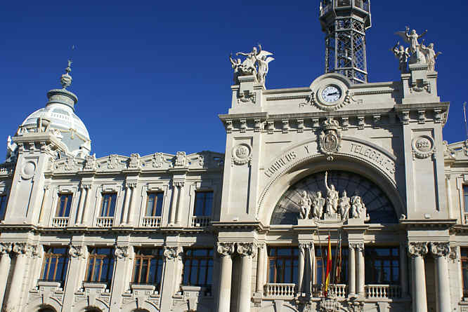 the grand Post Office of Valencia Correos y Telegrafoso in the Plaza Ayuntamiento the grand Post Office of Valencia