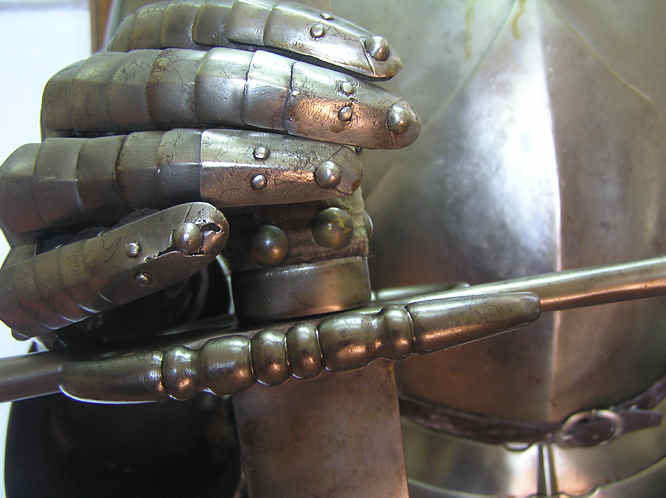 Spanish knight in armour at Montjuic Fortress Spanish knight in armour