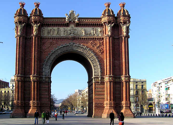 The red victory arch in Barcelona’s Parc de la Ciutadella - Citadel Park Red victory arch