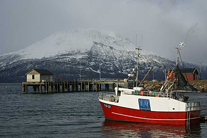 Tromso Lyngen Alps and Skibotn Fishing Harbour on the E6 road view of Lyngen Alps Norway Lyngen Alps