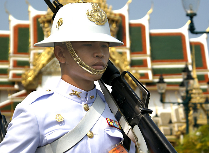 Thai Royal Guard Thai Royal Guard close up in whites