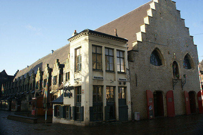 Front of the Ghent Groot Vleeshuis Gent Meat House Market Hall Front entrance to the Gent Meat House Market Hall