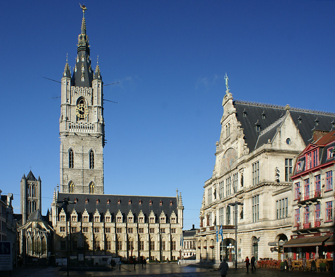 clock tower of the Ghent Lakenhalle Cloth hall Ghent Lakenhalle Lakenhalle Cloth hall