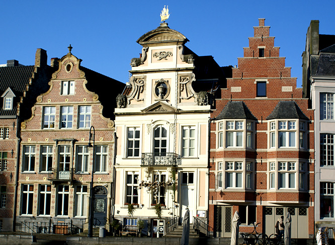 Ghent Graslei Old town Harbour buildings Ghent's merchant houses