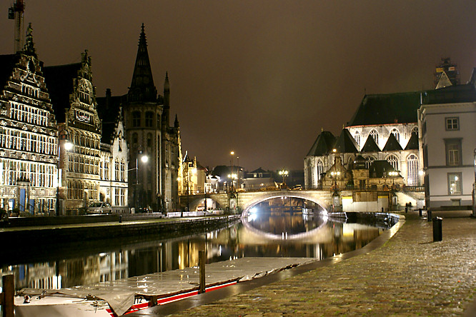 Ghent harbour and St Michael's Bridge Ghent harbour
