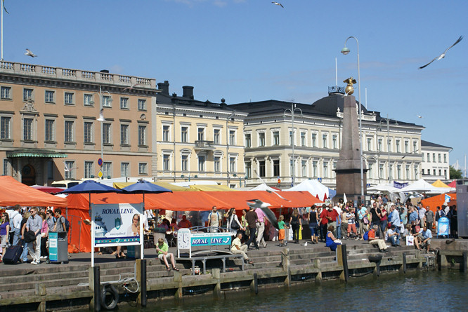 Photo taken of the Kauppatori Harbour market in Helsinki, capital of Finland Kauppatori Harbour market