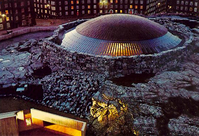 Photo taken of the rock church Temppeliaukio Kirkko in Helsinki, capital of Finland Temppeliaukio Kirkko