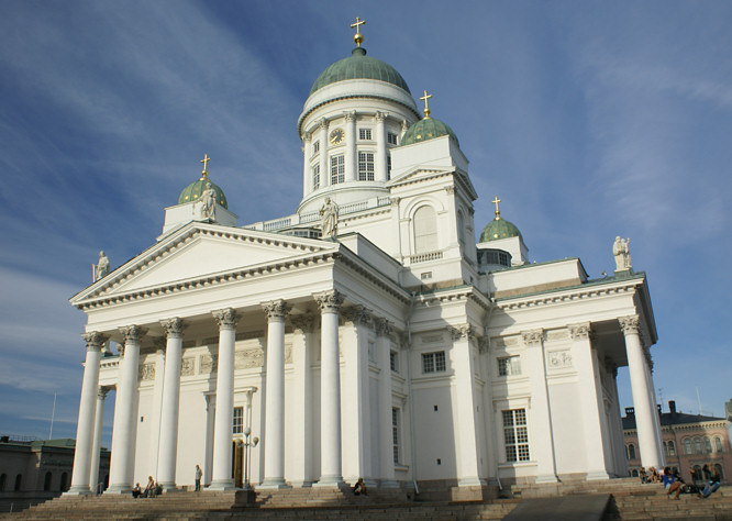 Tuomiokirkko white Lutheran neoclassical Cathedral