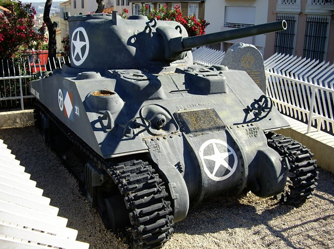 The M4A4 WW2 Sherman Tank Jeanne d'Arc at Marseille WWII Sherman Tank