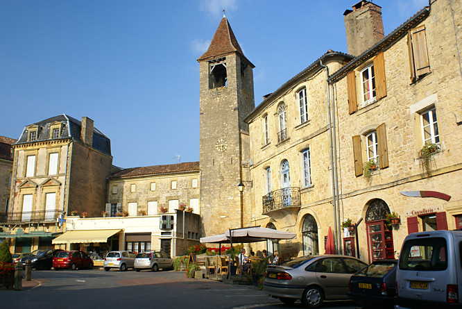 Photo of the market square in Belves in the Dordogne River Valley, France Belves