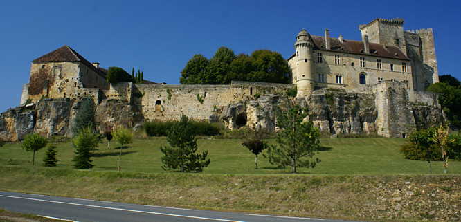 Photo taken from the road of the Chateau Excideuil in the Dordogne, France Chateau Excideuil viewed from the road