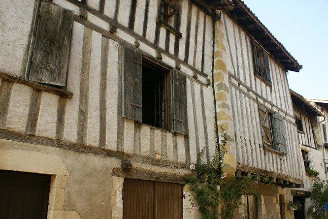 Photo of the hhalf timbered houses in St Jean de Cole in the Dordogne, France St Jean de Cole old houses