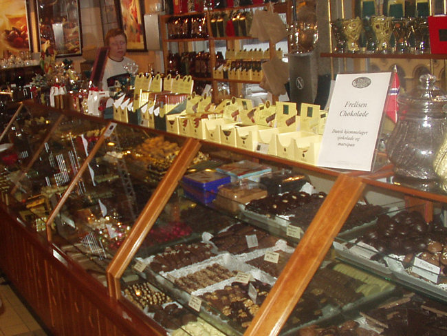 Bergen Harbour's chocolate shop in the kjottbasaren shopping center in norway chocolate shop in the kjottbasaren shopping center