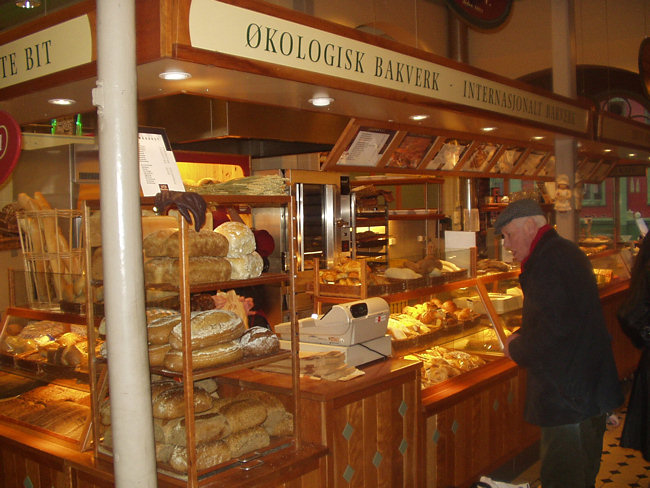 The bakery (Bakverk) in Bergen Harbour's Kjpttbasaren Shopping Mall in Norway Kjpttbasaren