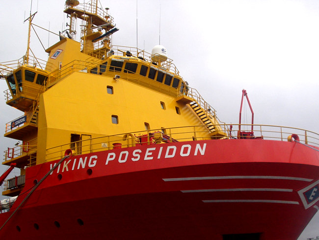 The Viking Poseidon ship in the Port of Bergen in Norway Viking Poseidon ship