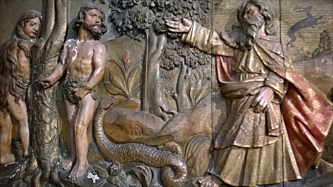 Adam and Eve wood panel