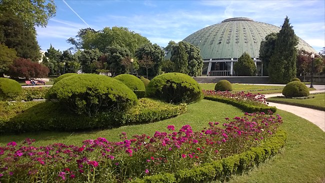 Porto's Crystal Palace Park and Gardens domed sports arena that replaced the palace Porto Palacio de Cristal