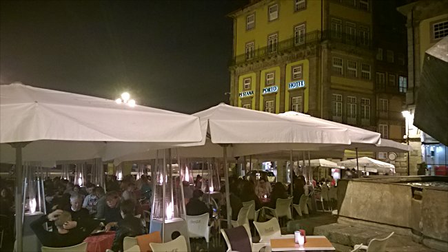 Praca da Ribeira in Porto's is a good place to eat in the evening The Ribeira square at night