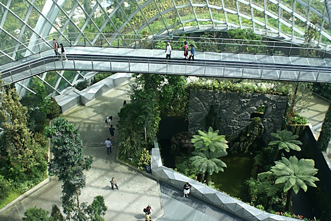 The foothills section of the cloud forest dome in Gardens by the Bay in Singapore The foothills of Cloud Forest dome