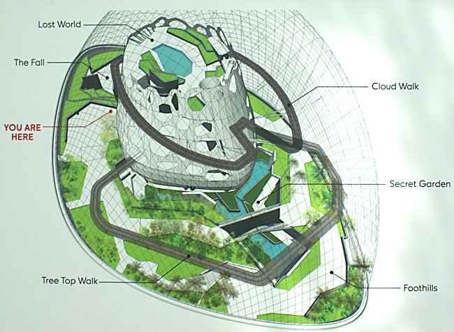 Map of the cloud forest greenhouse dome in Gardens by the Bay in Singapore Dome map of the cloud forest