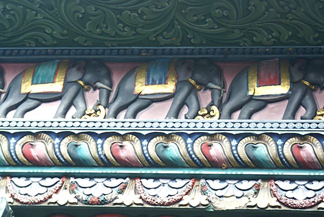 Elephant carvings at the Sri Veeramakaliamman Hindu temple Singapore Singapore Sri Veeramakaliamman Hindu Temple