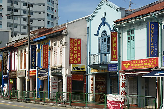 The brightly painted shops of Little India region of Singapore Singapore Little India