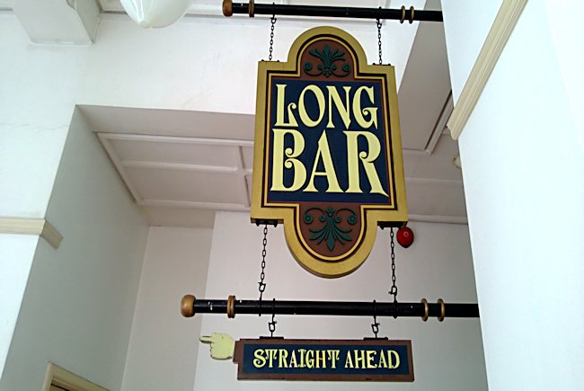 Raffles Hotel Long Bar sign in Singapore Raffles Hotel Long Bar