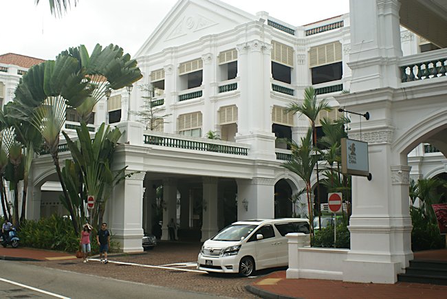 The rear entrance to Raffles Hotel in Seah Street Singapore Raffles Hotel Seah Street entrance