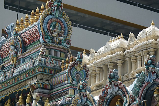 Roof line statues on the Sri Krishnan Hindu Temple in Waterloo Street in Singapore Sri Krishnan Hindu Temple Singapore