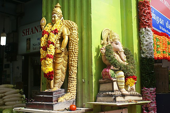 Flower offerings at a Little India Hindu temple in Singapore Hindu Temples in Little India Singapore