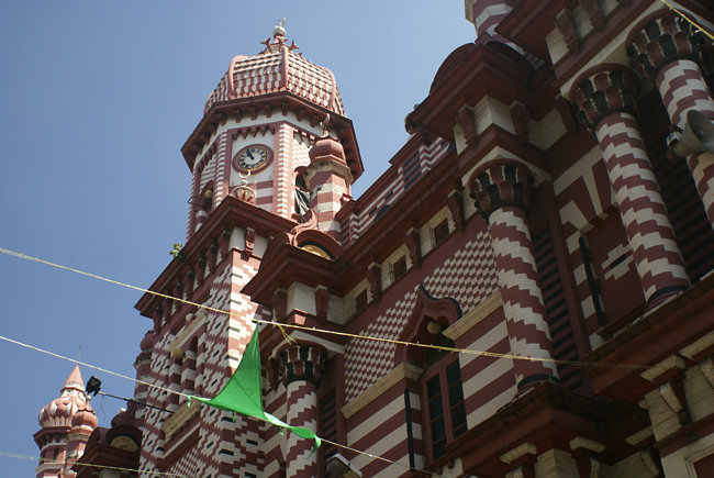 The Colombo red and white Mosque Colombo Jami Ul Alfar Muslim Mosque in Pettah