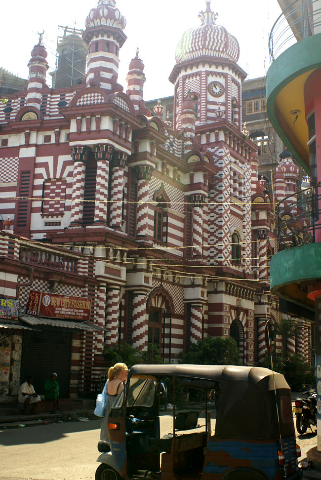 The Colombo red and white Mosque Colombo Jami Ul Alfar Muslim Mosque in Pettah