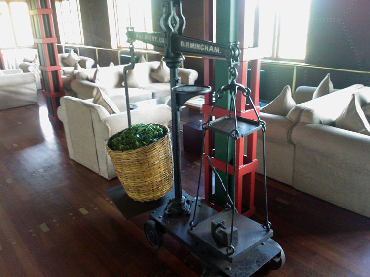 Old tea scales in the Inside the Heritance Tea Factory Hotel Nuwara Eliya in Sri Lanka Heritance Tea Factory Hotel Kandapola
