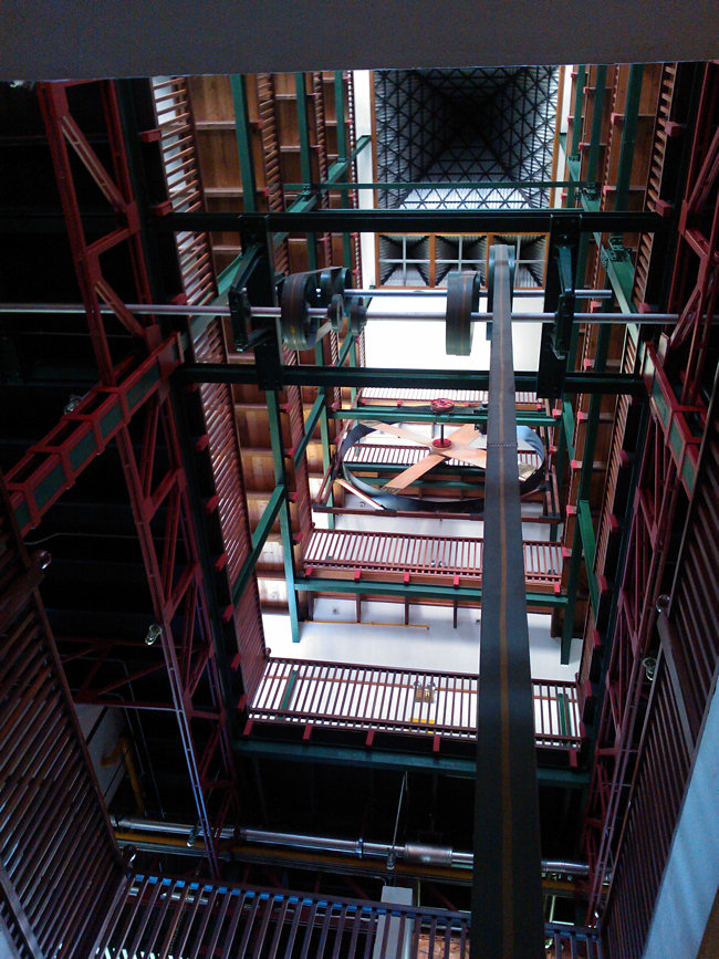 Old power wheels inside the Inside the Heritance Tea Factory Hotel Nuwara Eliya in Sri Lanka Heritance Tea Factory Hotel Kandapola