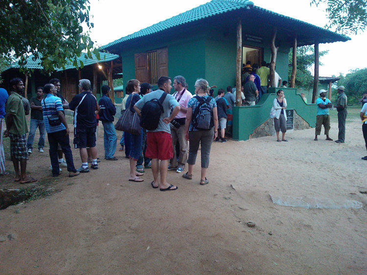 Early morning long queue for the Yala (Ruhuna) National Park ticket office Yala (Ruhuna) National Park