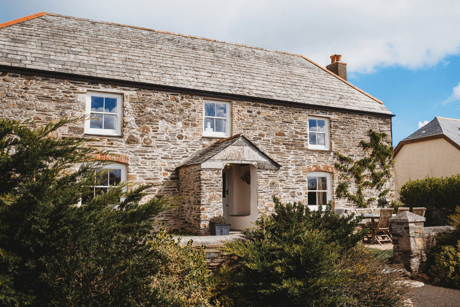 The exterior of Treglyn Farmhouse in Rock.