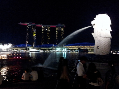 Singapore - Merlion bei Nacht