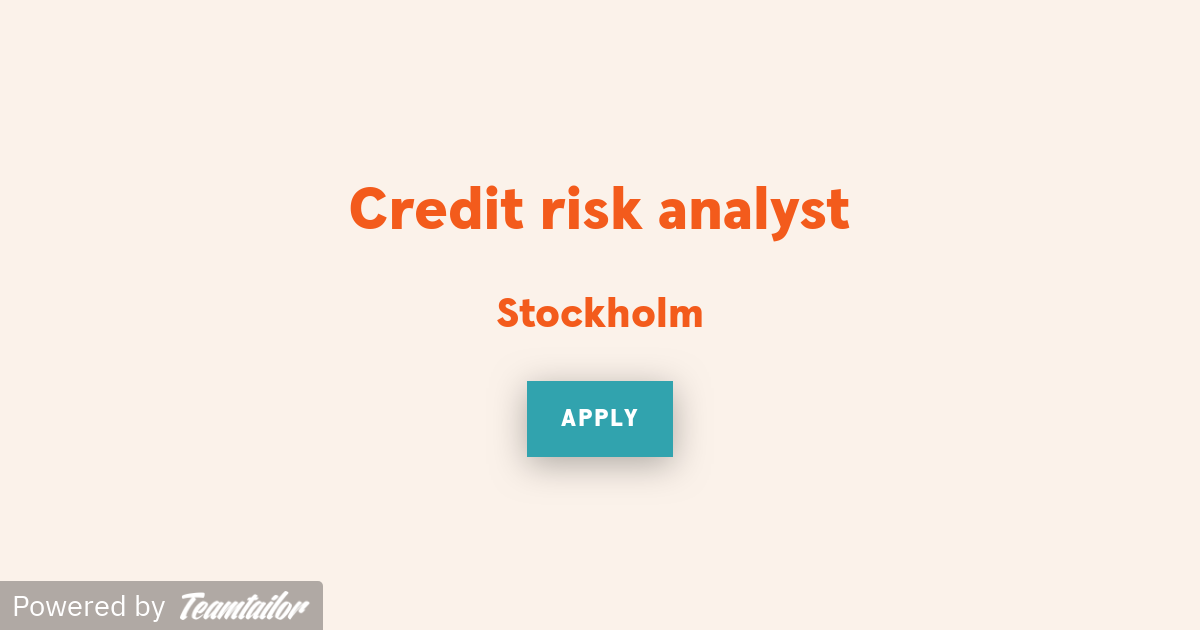 Credit Risk Analyst Swedbank Group