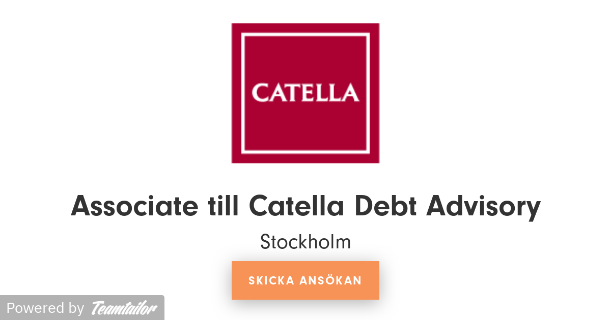 Associate till Catella Debt Advisory - Boardtalk