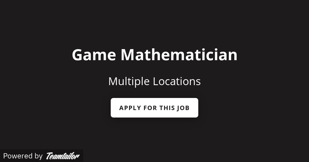 Game Mathematician