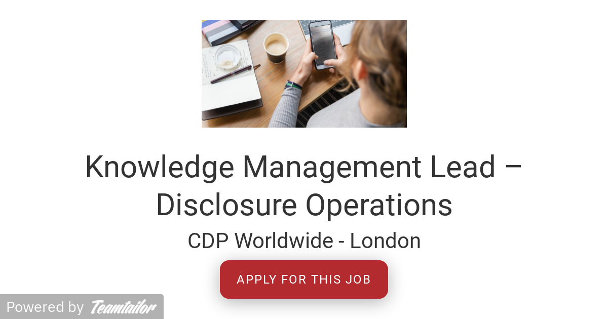 Knowledge Management Lead Disclosure Operations CDP