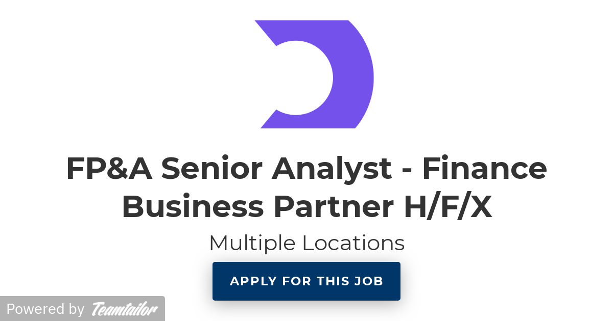 FP&amp;A Senior Analyst Finance Business Partner H/F/X Jobs