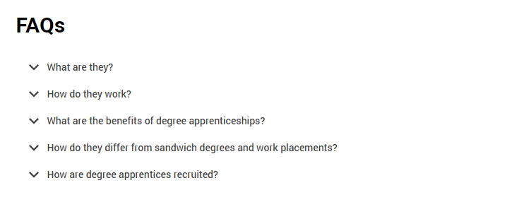 example of FAQ accordion