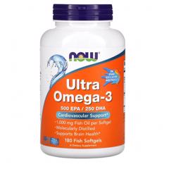 NOW Foods, Ultra Omega-3, 500 EPA / 250 DHA, 180 Fish Softgels