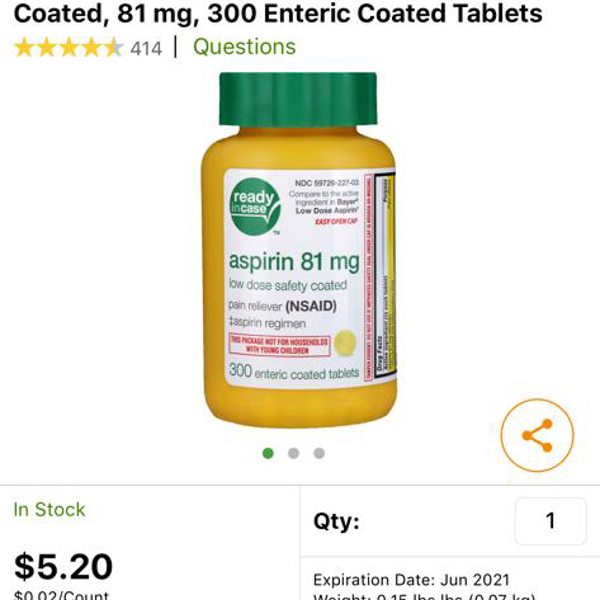 Aspirin 81 Mg For Sale