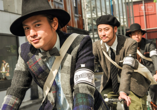 Harris Tweed Hebrides worn at the Tweed Run Tokyo